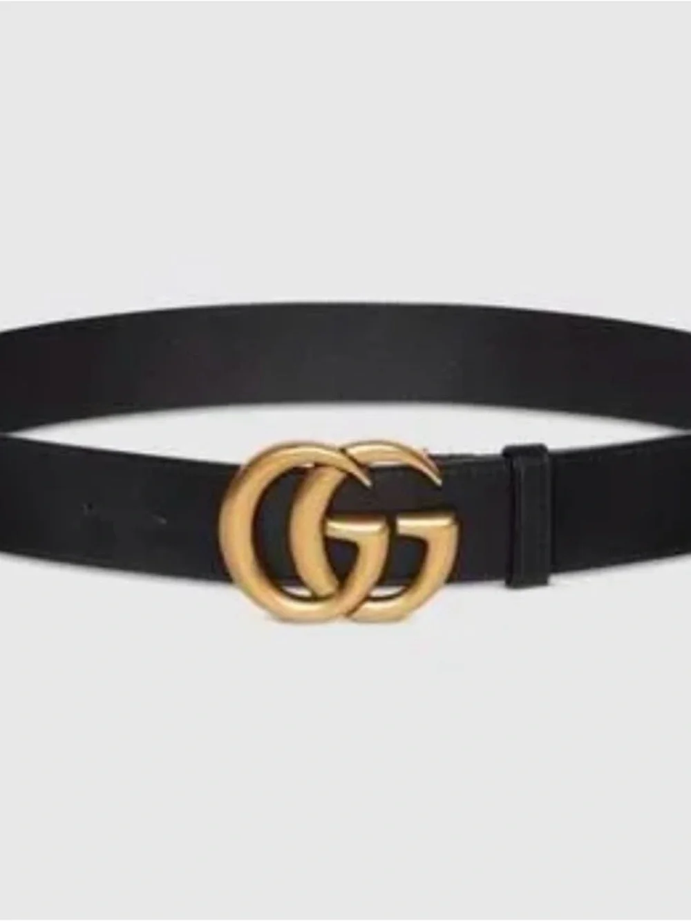 Gucci Black Leather Belt with Gold Double-G Buckle